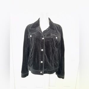 Chaps Denim Corduroy Jacket XL Black Button Front Casual